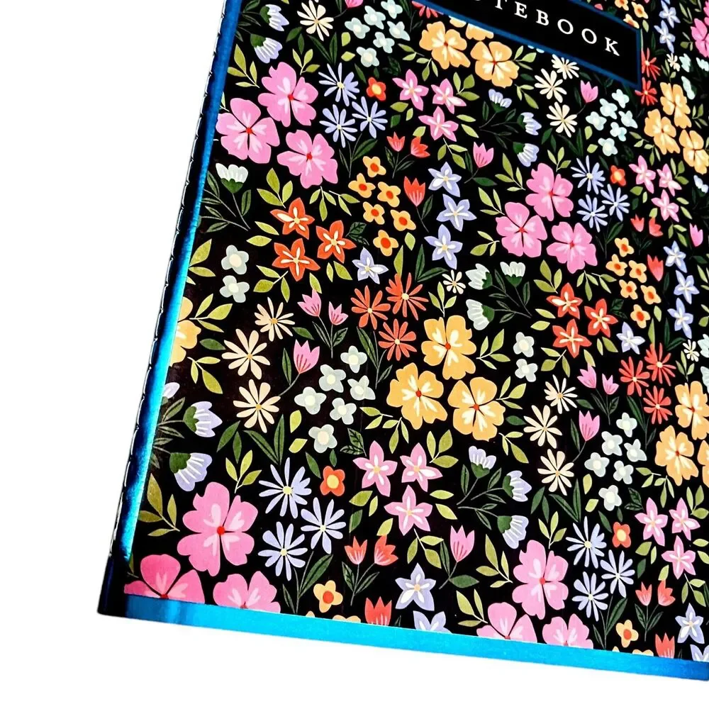 Tropical Notebook Journal FLOWERS Lined Black Soft‎ Cover Cottagecore Stationary